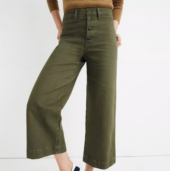 Madewell Denim - Madewell Petite Emmett Wide Leg Crop Pants Button Front Edition Size 23